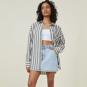 Cotton On slim fit striped button down Dad shirt